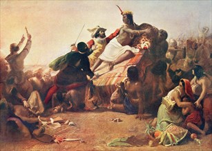 Pizarro seizing the Inca of Peru.