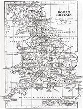 Map of Roman Britain showing the area of the island of Great Britain that was governed by the Roman Empire.