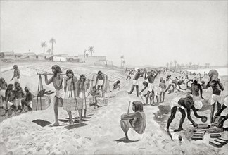Jewish slaves making bricks in ancient Egypt.