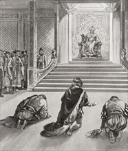 The arrival of Marco Polo at the court of Kublai Khan, China.