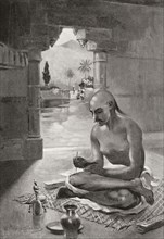 Kalidasa writing the poem Meghaduta or Meghasandesa.