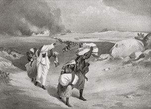People fleeing Delhi, India after the invasion and sack of Timur in 1398.