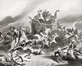 The defeat of Tantya Tope by the British at Jhansi, India during the Indian Rebellion of 1857.