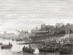 The launching of Claude de Jouffroy d'Abban's steamboat Charles-Philippe in 1816.