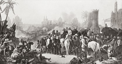 The meeting of Sir Colin Campbell with Havelock and Outram at the second relief of Lucknow.