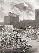 The Gutians capturing a Babylonian city from the Akkadians.