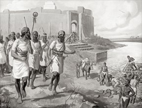 The Assyrian army leaving the city of Assur to oppose the western Semites.