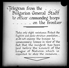 The Bulgarian general staff to officer commanding troops on the frontier.