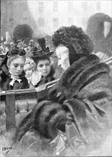 Queen Victoria reviewing the families of reservists at Windsor.