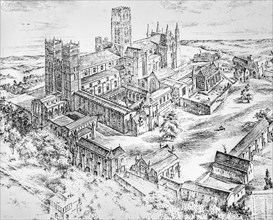 Durham Cathedral and Monastic buildings as it was.