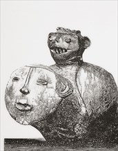 Ceramic figure of a quadruped with two human heads from Soacha.