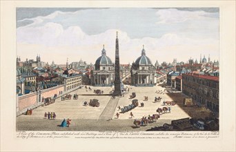 A view of the Common Place, embellished with new buildings, and a view of the city of Rome, as it is at this present time.
