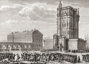 Soldiers drive away a rioting mob bent on destroying the Chateau de Vincennes.
