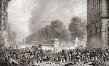 An incident on a barricade in the Place Royale facing the Parc de Bruxelles.