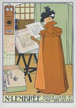 Poster dating from 1897 advertising the art and framing shop of N. Lembree in Brussels.
