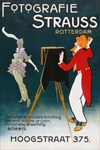 1914 poster advertising Fotografie Strauss in Rotterdam.