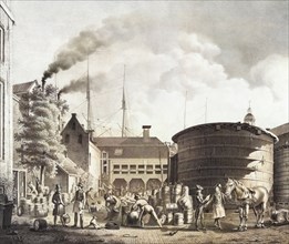 Brewery yard in Amsterdam in the mid 19th century.