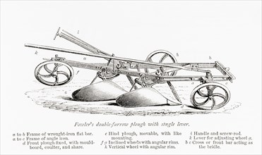 Fowler's double-furrow plough with single lever.