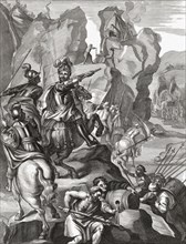 Hannibal and his army crossing the Alps.