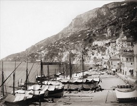 Amalfi harbour in the late 19th century.