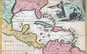 18th century map of Central America and the Gulf of Mexico.