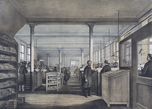 A 19th century European print shop.
