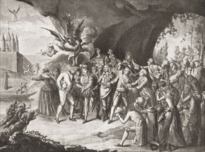French Revolutionary Engraving Showing Louis XVI Arriving In Hell.