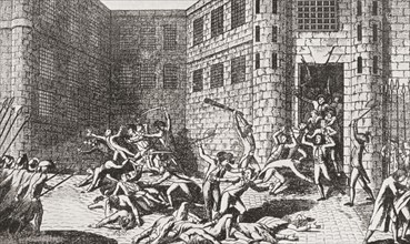 The September Massacres. Prisoners being murdered at the Abbey of Saint-Germain-des-Pres.