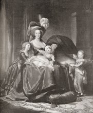 Marie Antoinette and her children Marie Therese.