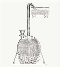 A steam apparatus invented by Salomon de Caus.