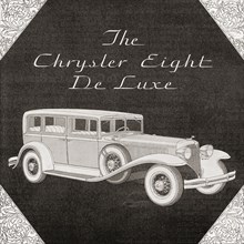 A 1930's advertisement for a Chrysler Eight De Luxe car.