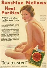 A 1930's advertisement for Lucky Strike cigarettes.