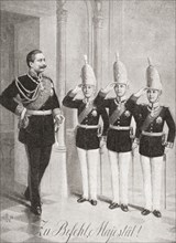 Kaiser Wilhelm being saluted by three of his sons.