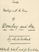 Title page to manuscript of Dombey and Son in Charles DIckens own hand writing.