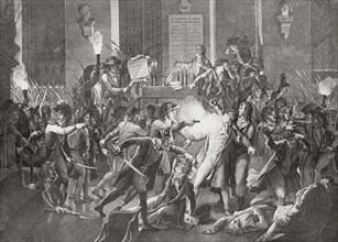 Gendarme Merda shooting at Robespierre during the night of the 9 Thermidor.