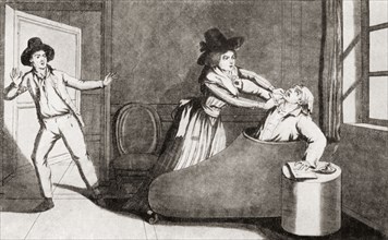 The murder of Marat at the hands of Chalotte Corday.