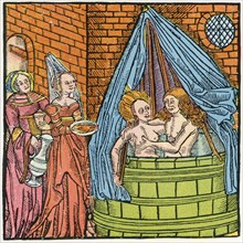 Bathing scene from the middle ages.