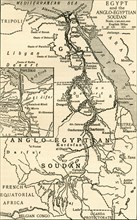 Map of Egypt and the Anglo-Egyptian Sudan at the time of the Mahdist War in the late 19th century.