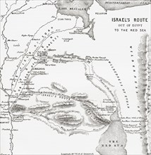 Map Showing The Israelites Route To The Red Sea During Their Exodus From Egypt.