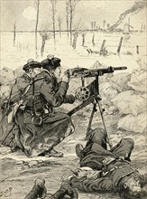 French Machine Gun Team At The Battle Of The Yser.