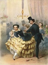Ballroom scene in the 19th century.
