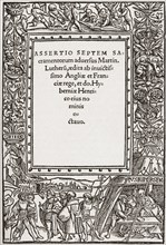 Title page of Henry VIII's book against Luther.