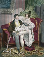 19th century lovers in a drawing room.