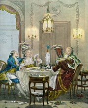 French gentry dining in the 18th century.