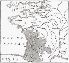 Map Showing The English Dominions In France At The Time Of The Treaty Of Bretigny