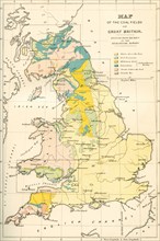 Map showing the coalfields of Great Britain in the 19th century.