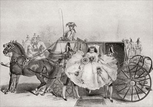 A bride arriving at her wedding in 1859.