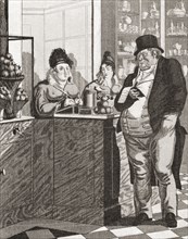 English gentleman paying the bill in a Parisian restaurant.
