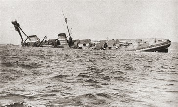 The scuttling of the German fleet at Scapa Flow.