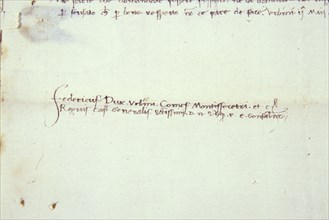 Autograph signature of Duke Federico da Montefeltro